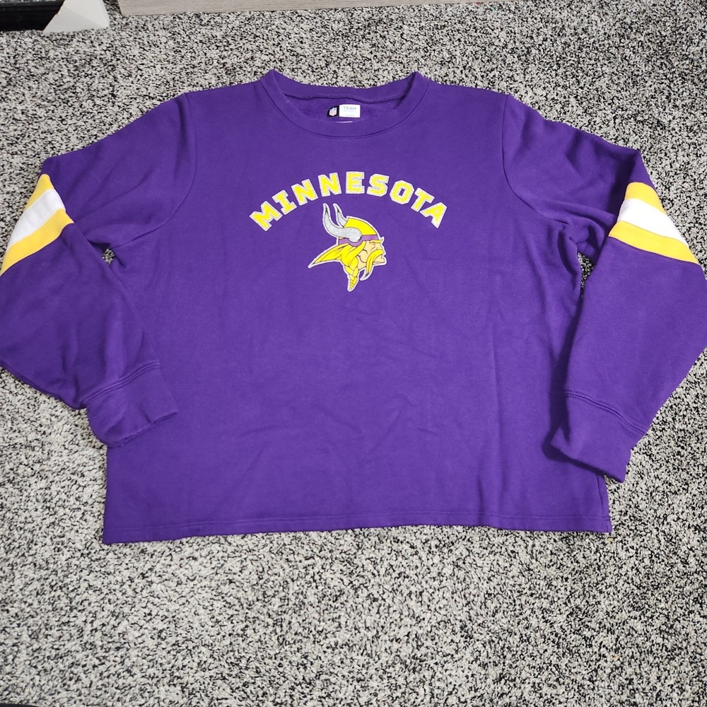 Nfl Minnesota Vikings Football Sweatshirt Bling Women's Xl/2X Purple People Cozy